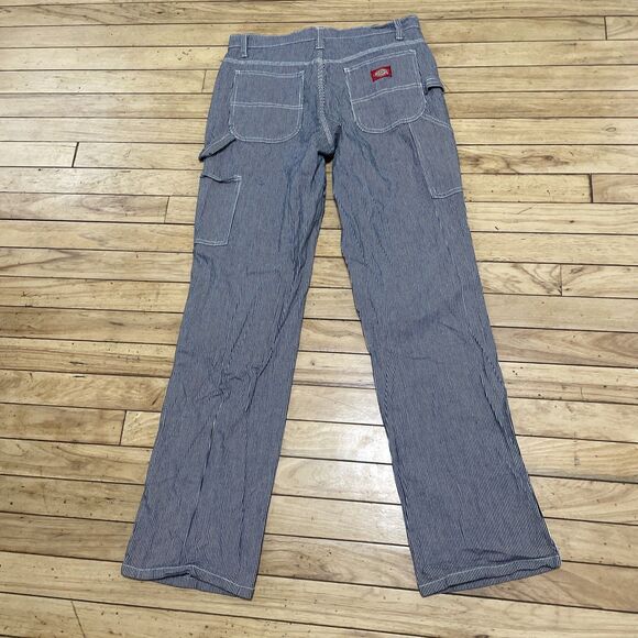 Dickies Hickory Stripe Carpenter Pants Women Juniors 5 27 Navy White Y2k Skate - Picture 2 of 16